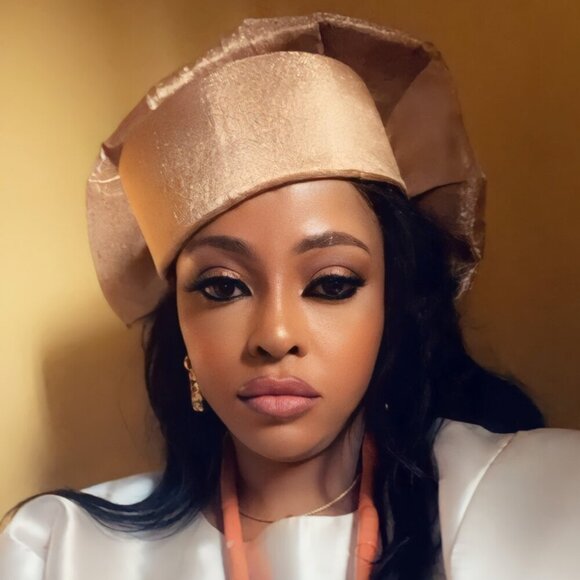 Luxury Metallic Aso-oke AUTO GELE Turban Gele Hat Headtie Made in Nigeria - Picture 16 of 17